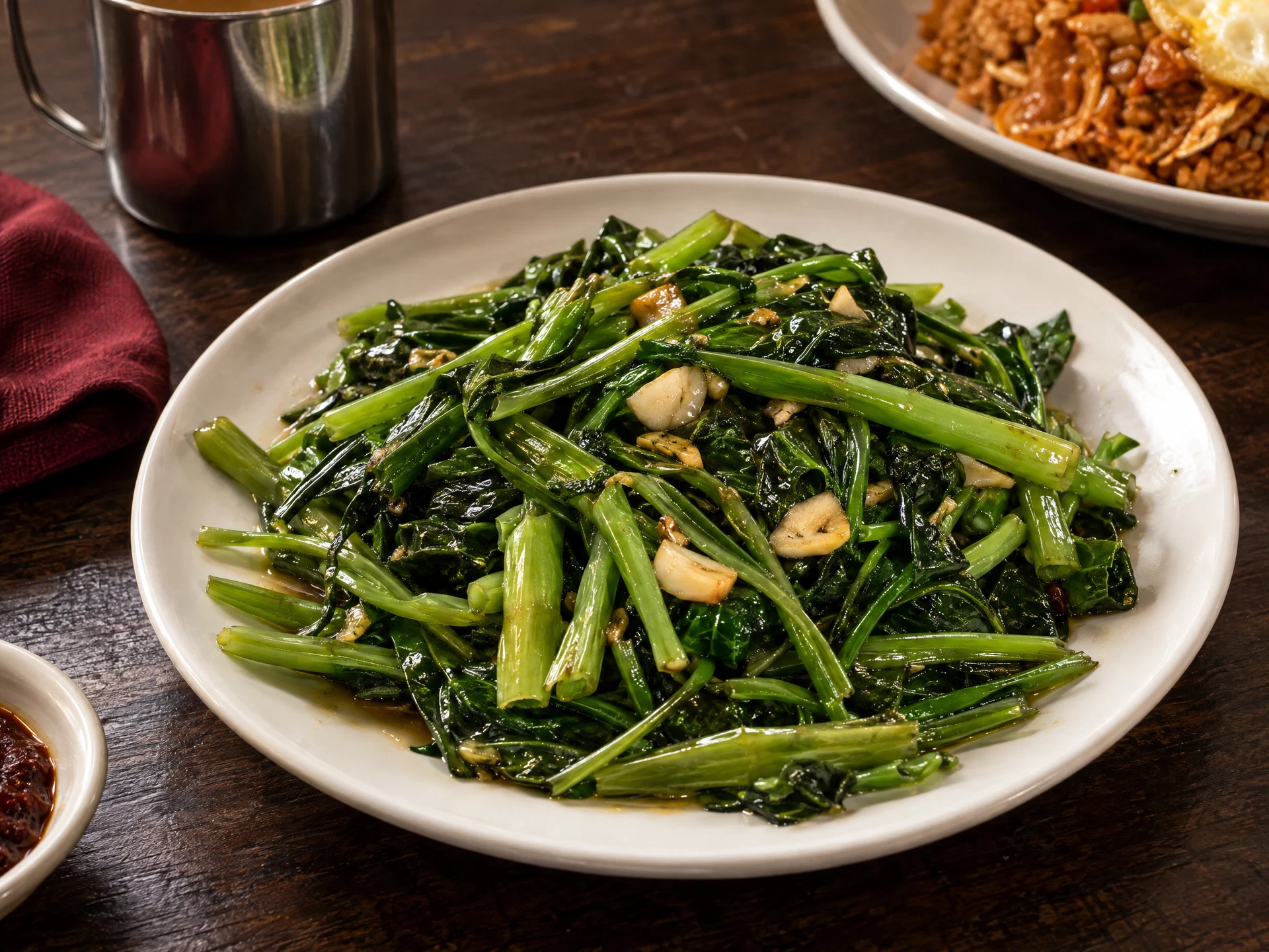 Plain Fried Water Spinach (Kangkung) — Kangkung Goreng Biasa